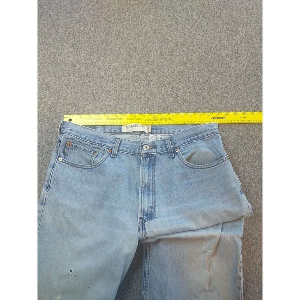 Levis 550 Relaxed Fit Tapered Leg Distressed Jeans Light Wash Mens 34x31 Vintage